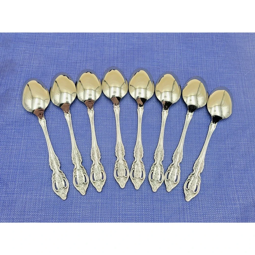 Oneida Pembrooke Renoir Set of 8 Oval Spoons Stainless Flatware 6